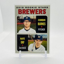 2019 Topps Heritage #88 Brewers 2019 Rookie Stars (Corbin Burnes / Nate Orf)