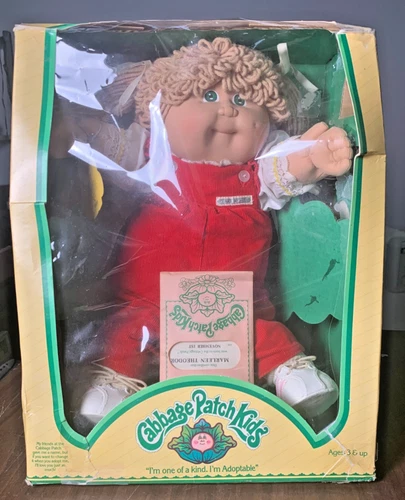 CABBAGE PATCH KIDS 1983 Coleco Girl Doll Blond Pigtails Green Eyes reg. #PA-1044