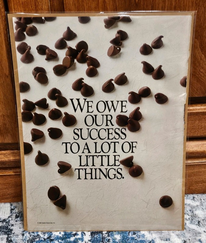 1990 Vintage Nestlé Chocolate Chip Ad Motivational Success