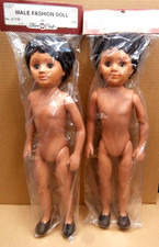 Vtg Lot/2 FIBRE CRAFT Male Fashion Dolls with Black Hair 16" H No. 3177B NOS