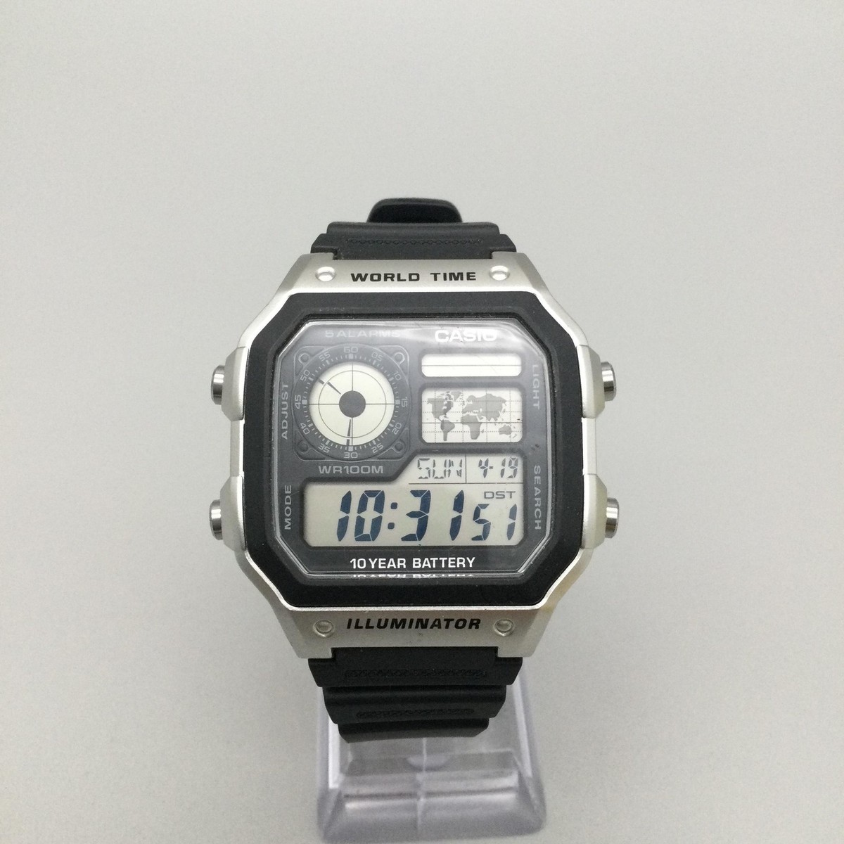 Casio 3299 AE-1200WH World Time Mens Watch 40mm Black Digital
