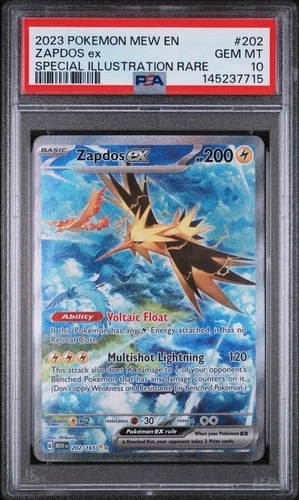 Pokémon TCG Zapdos  Scarlet & Violet 151 Sir Holo Card 202/165 PSA 10 Gem Mint