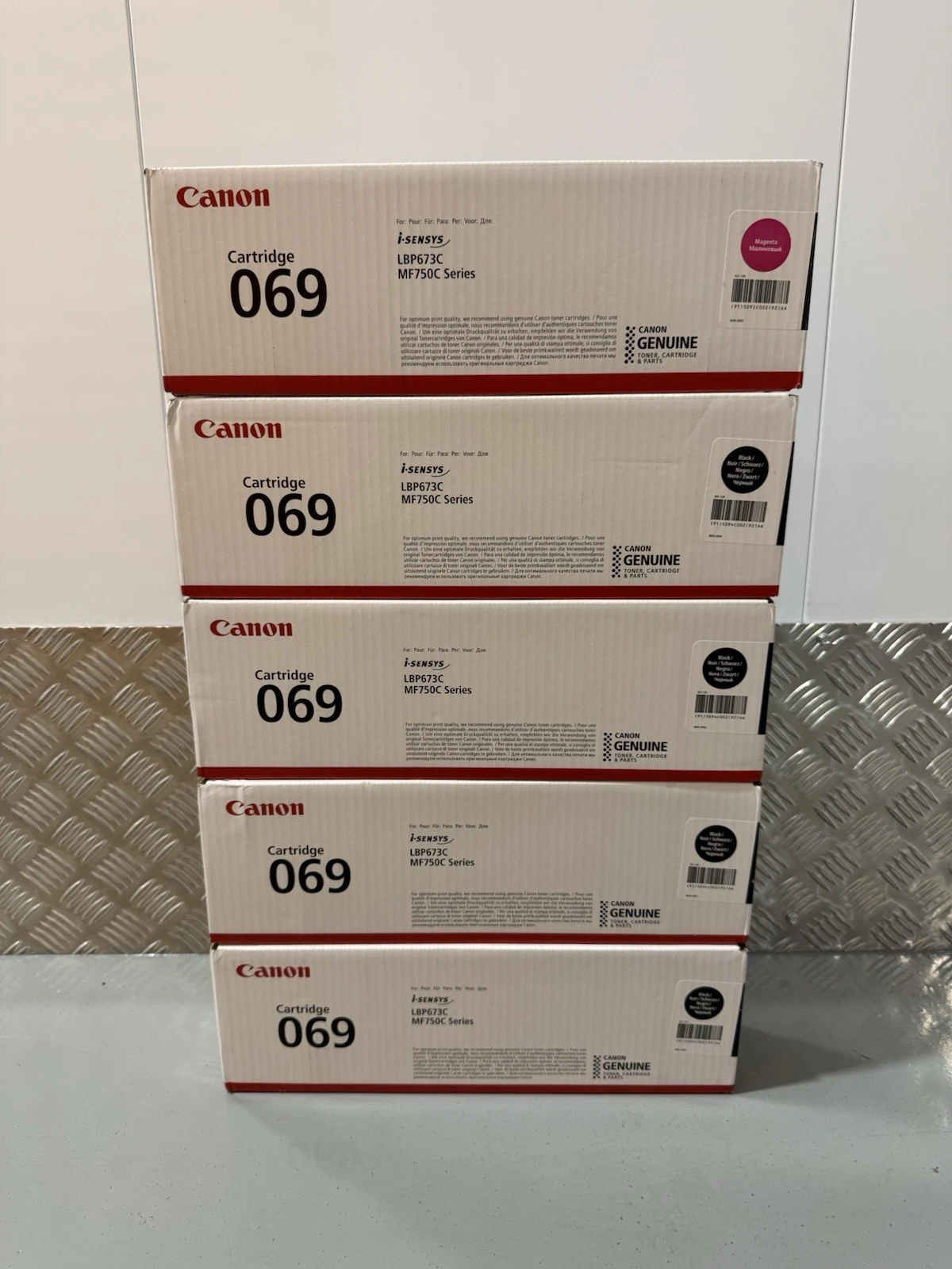 Genuine Canon 069 4x Black 1x Magenta Toner Cartridges Brand New Sealed