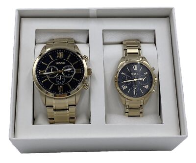 Fossil Uhren Geschenkset / Partnerset für Damen & Herren Farbe Gold BQ2400SET