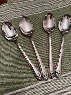 Lovely Lady 1937 inlaid silverplate serving spoons by Holmes