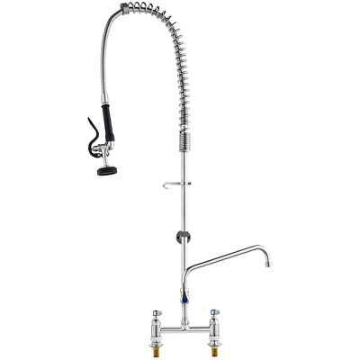 44'' Commercial Pre rinse Faucet Deck Mount Kitchen Sink Faucet w/ Sprayer
