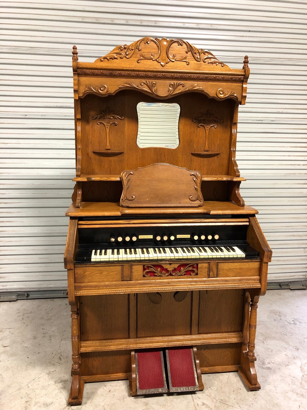 Beautiful Antique Adler Pump Organ Elaborate High Back Walnut Free Shipping Ebay