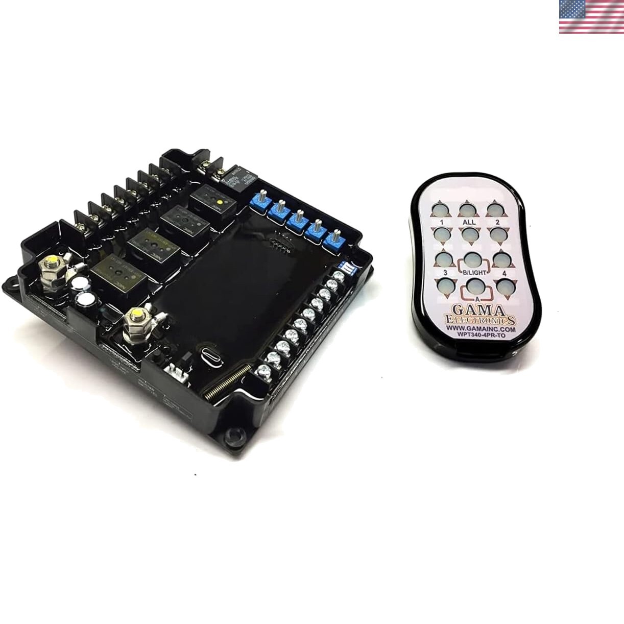 RF Remote Control System, 12VDC 4-Motor Polarity Reversing with Auxiliary Swi...