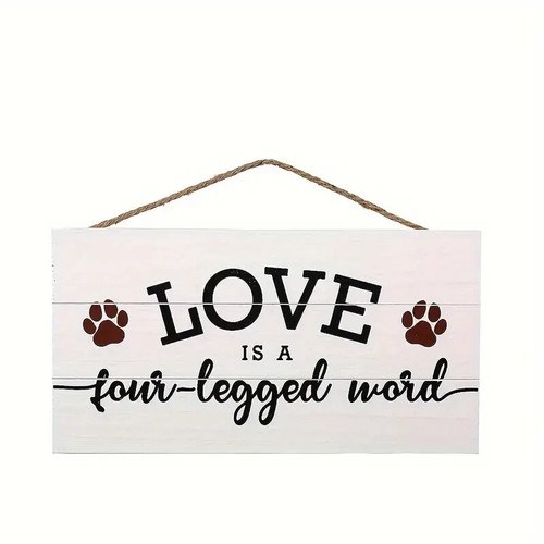 Love Is A Four Legged Word Wood Sign Dark Gray & Ivory 2Pcs Pet Sign 7.87x3.94in - Picture 3 of 10