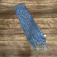 Women  s Girl  s Boho Style Blue Scarf With Silver Accents And Sequins