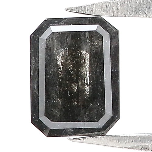 0.84 CT Natural Loose Emerald Cut Diamond 6.20 MM Salt And Pepper Diamond QN257 - Picture 8 of 8