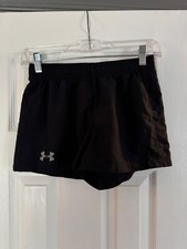Girls Size L Under Armour Black Athletic Shorts Elastic Waist Mesh Sides