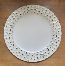 JAN BARBOGLIO 14" DOUBLE HAMMERED CHARGER PLATE WITH WHITE PAINT NEIMAN MARCUS