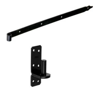 BRESKO Ladenband mit Kloben 600 x 35 x 4 mm Ø13mm Torband T-Band Scharnier Tor schwarz