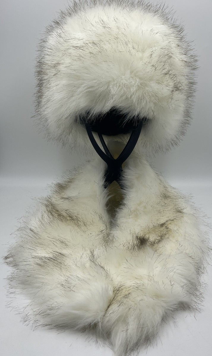 2 pc Cream Faux Fur Set: Anastasia Cossack Hat & Scarf  display picture 3