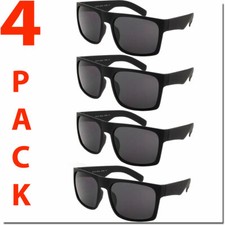 Mens Sunglasses All Black Biker Motorcycle Sunlgass Style 4 PACK OG Gangster New