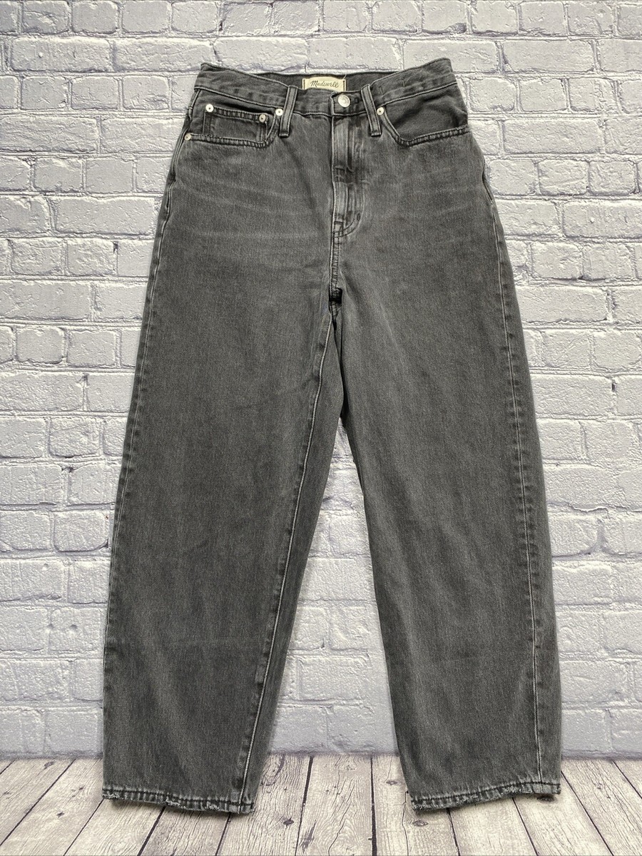Madewell Balloon Jeans Noll Wash Black Sz 25 Barrel High Rise Tapered Grunge - Main Image