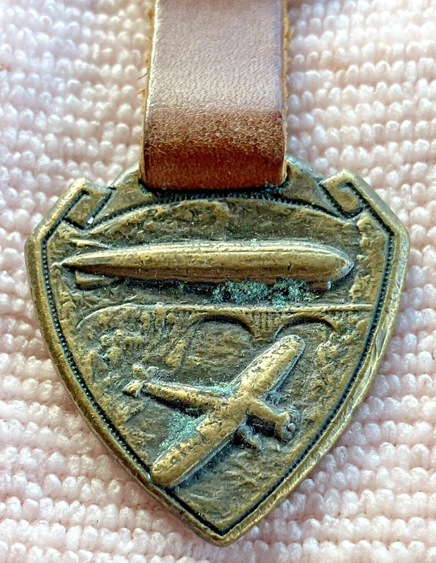 1929 Brass Watch Fob Germany Graf Zeppelin First Around the World Flight Tour
