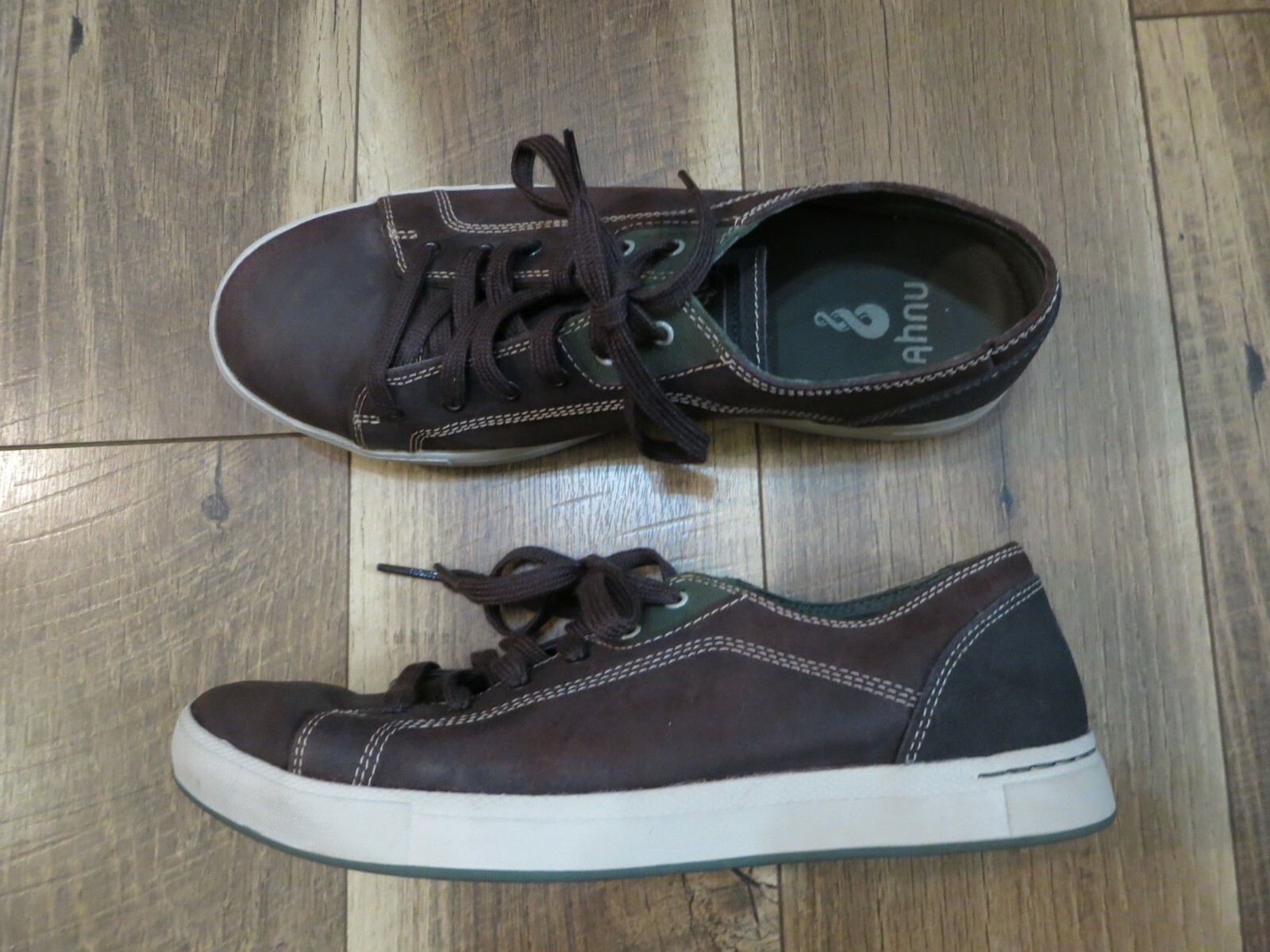 Ahnu 1009588 MLC Men's BrownGreen Leather Stockton Sneaker Sz 9 EU 42 |  eBay