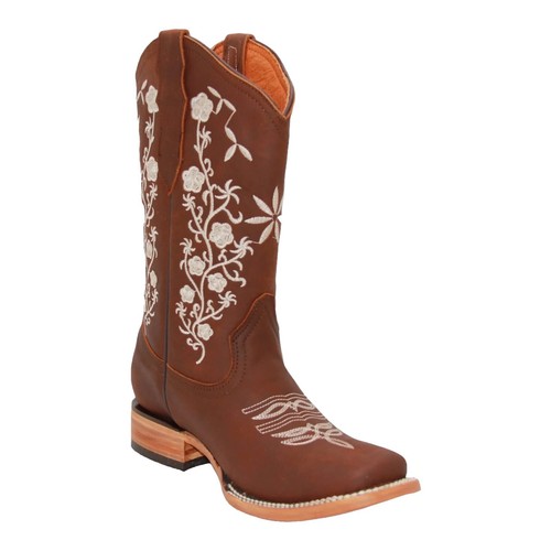 Elegant Brown Leather Slip-On Dress Shoes with Embroidered 