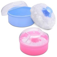 Baby Body Cosmetic Powder Puff Sponge with Box Case Container, 2 Pack