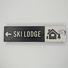 Ski Lodge Wooden Table Top Sign Ski Lift Lodge Cabin Decor Rustic Painted 3 X 12