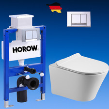 Komplett 82cm Vorwandelement Spülkasten / Spülrandlos Wand WC Hänge Toilette Set