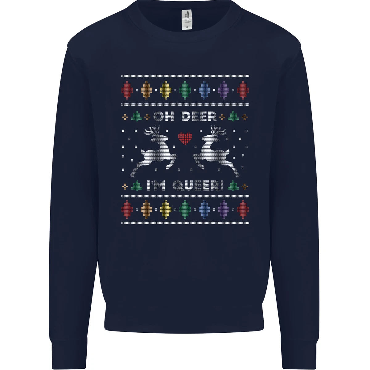 Christmas LGBT Oh Deer Im Queer Gay Pride Mens Sweatshirt Jumper