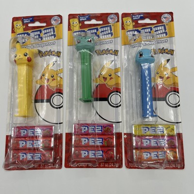 Pokémon PEZ Dispenser Pikachu Squirtle Bulbasaur Lot of 3 Characters Collectible