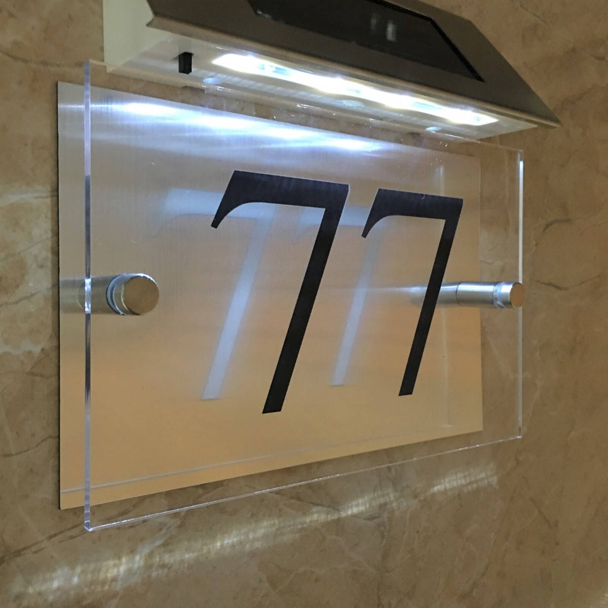 MODERN House Signs Plaques Door Numbers 1 - 99999 SOLAR LIGHT LED Street Name