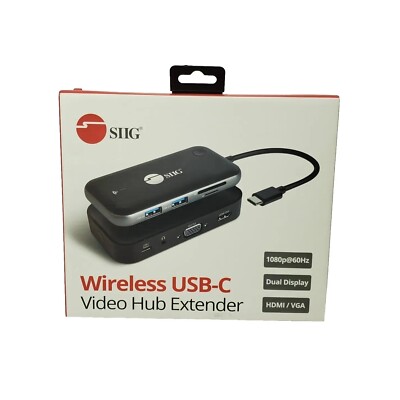 SIIG Wireless USB-C to HDMI/VGA Video Extender (32ft.) 1080p - 2x USB for KVM