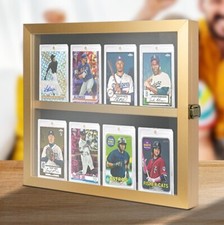 Graded Trading Card Display Case 8 Pcs Golden Sport Baseball PSA Slab Wood Frame