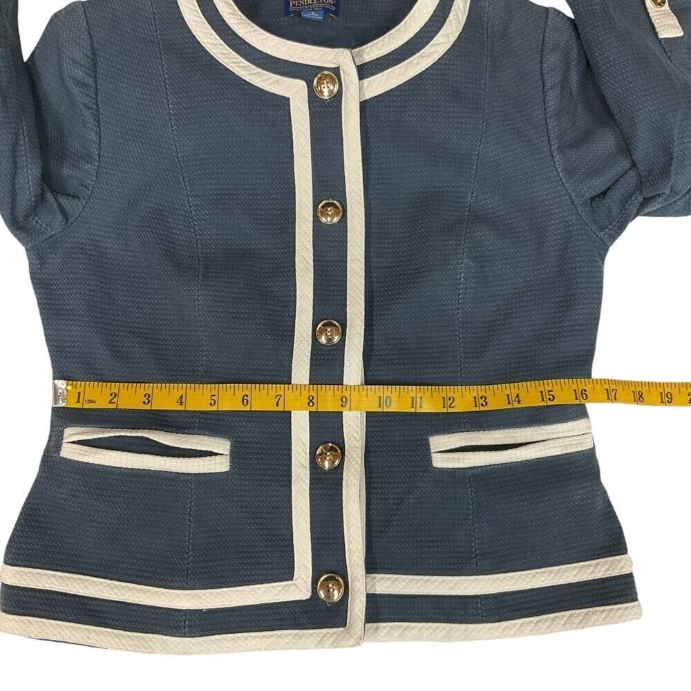 Pendleton Gold Button Blazer Jacket Blue White Tr… - image 6