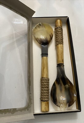 Handmade Artisan Buffalo Horn Serving Fork Set New In Box