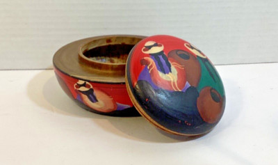 Decor ART Trinket Spice Box vibrant colors. Unsigned