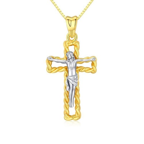 Saint Christopher Jesus Crucifix 925 Sterling Silver Cross Religious Oxidized Pe - Picture 5 of 7