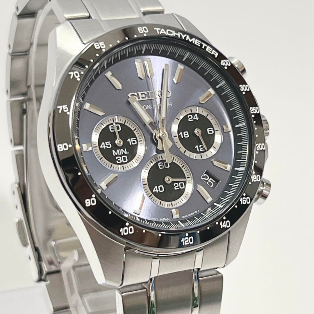 USED Excellent]SEIKO SBRT027 8T63-00D0 Chronograph Blue Gray Dial