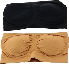 Breezies Set 2 Seamless Underwire Bandeau Bras Doe Black XL NEW 934