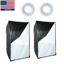 US 2pcs Godox 60cm x 90cm Softbox Bowens Mount Grid Honeycomb f Strobe Flash