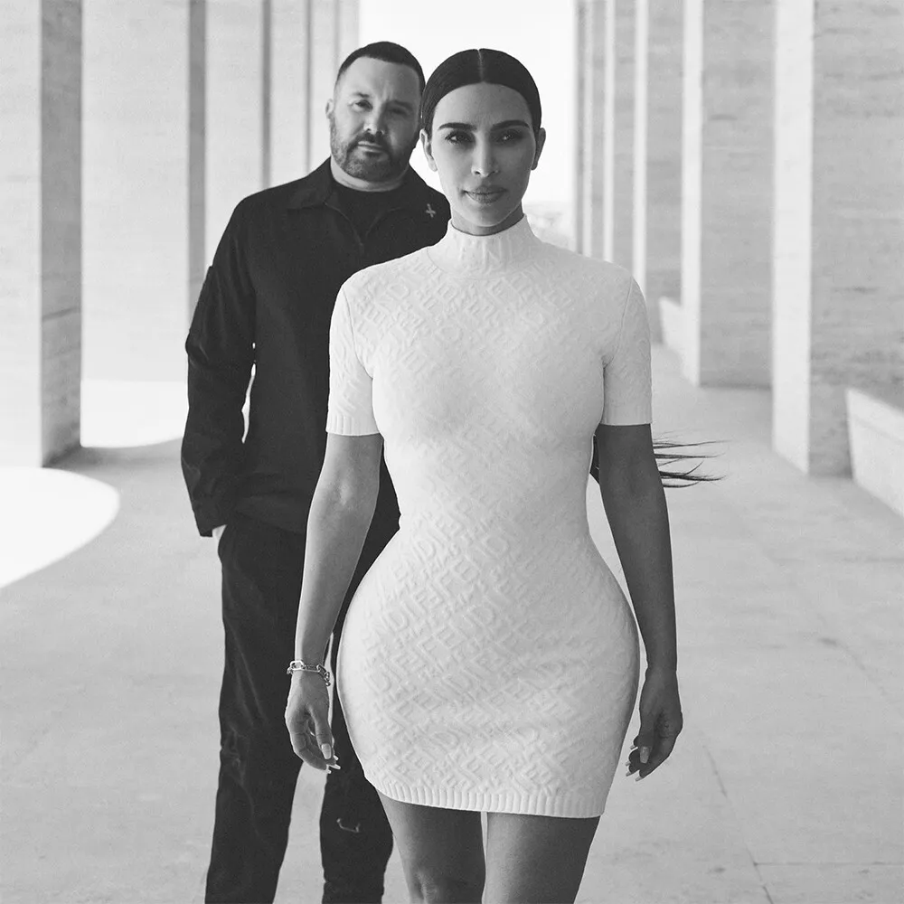 FENDI X SKIMS KIM KARDASHIAN EMBOSSED SHORT SLEEVE DRESS SOLD OUT 38  CONNECTICUT