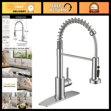 Brushed Nickel Kitchen Sink Faucet - 3 Modes Sprayer, Single Handle, Easy Instal