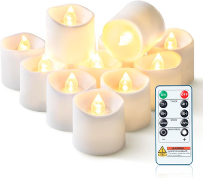 12Pack 400+Hour Remote Control Flameless Candles, 2/4/6/8H Timer Led Votive Cand