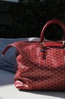 Goyard Red Geometric Duffle Bag with Top Handle & Luggage Tag — photo 5