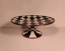 Mackenzie Childs COURTLY CHECK Enamel 8" MINI PEDESTAL PLATTER NEW 
