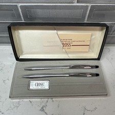 Vintage Cross Classic Chrome 3501 Ball Point Pen And Pencil Set  Works Great 