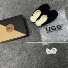 UGG Australia Black Bred Slippers Men's UK Size 7 EU 40 New In Box with Tags #1