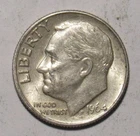 1964 D ROOSEVELT DIME, 90% Silver in circulated condition