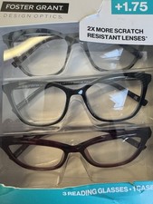 3PK Foster Grant Design Optics Full Rim Fashion Style A 1.75 Reading Glasses