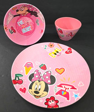 Set of 3 Zak Designs Kids Minnie Mouse Melamine Dinnerware 9" Plate 4"  6" Bowl