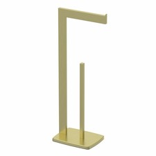 Freestanding Toilet Roll Holder Square Modern Bathroom Accessories Brushed Brass